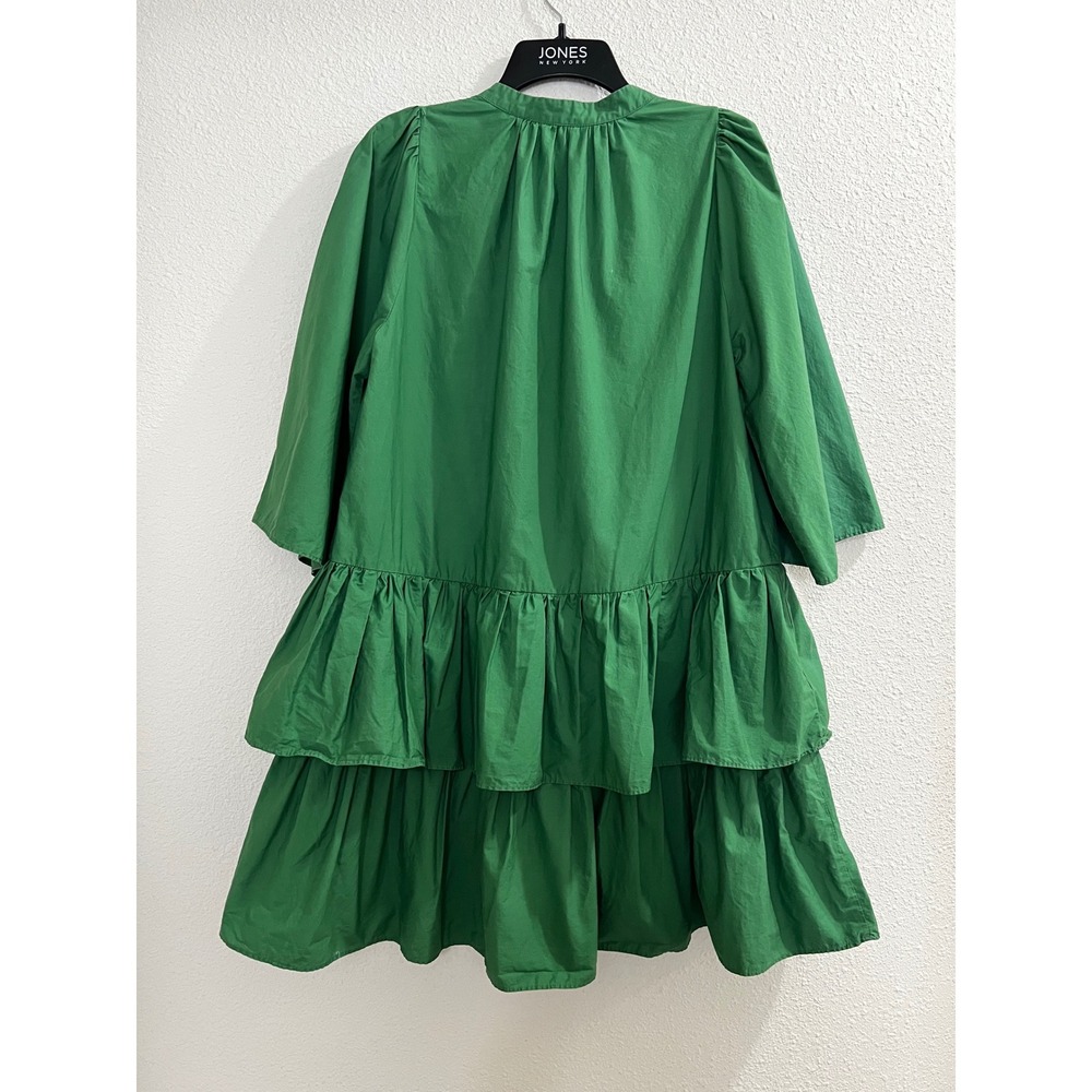 TOV Los Angeles Kelly Green Tiered Poplin Smock Mini Dress Size 42 US L - Picture 3 of 10